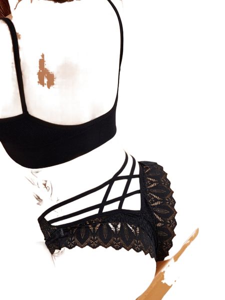 

floral lace lattice back panty n2wi#, Black;red