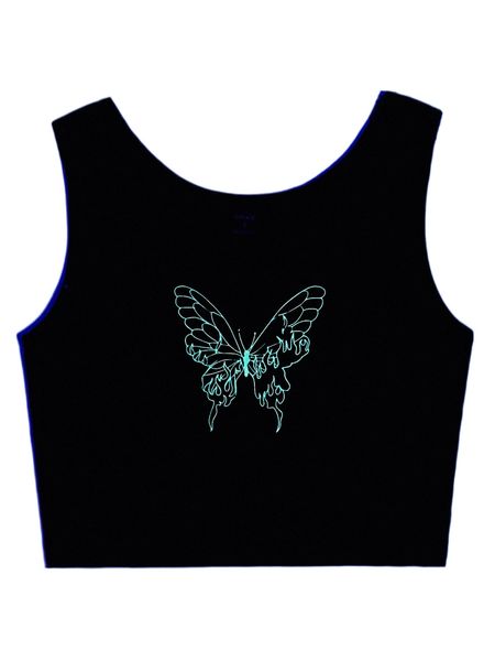 

x alxekat butterfly print reflective tank e3dc#, White