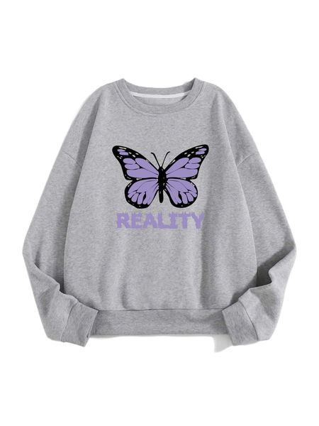 

butterfly & letter graphic pullover m4ep#, Black