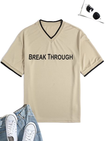 

men letter graphic contrast trim tee e5yt#, White;black