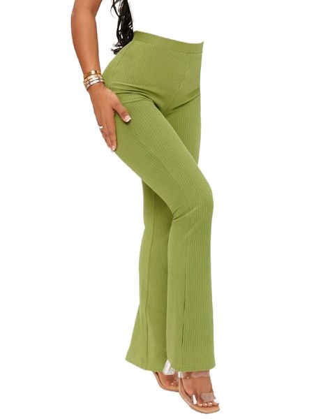 

sxy high waist split hem flare leg pants 76fk#, Black;white