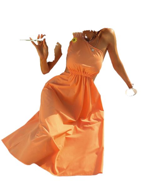 

solid one shoulder cut out dress 415n#, Black;gray