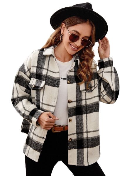 

plaid flap detail coat u8eg#, Black