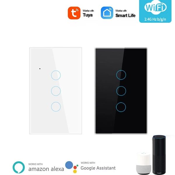

wifi smart wall light switch no neutral wire reqired smart life tuya app touch control works with alexa google home 110v 220v rf433 us type