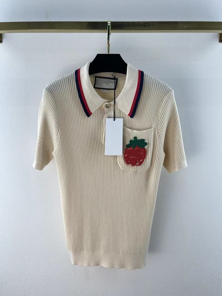 

milan runway sweaters 2022 summer autumn short sleeve lapel neck high end jacquard pullovers women's designer sweater 0518-12, White;black