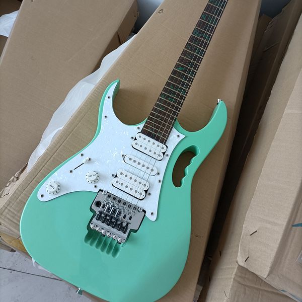 

6 strings left handed green electric guitar with rosewood fretboard 24 frets