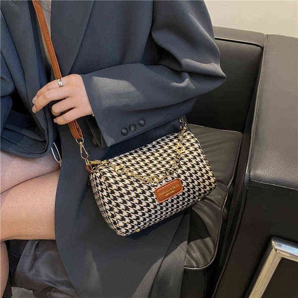 

evening bags fashion houndstooth shoulder for women underarm flap spring new design handbag women's leather luxury crossbody woman 2207