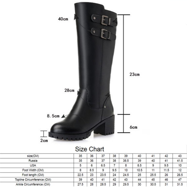 

platform women high heel boots 2022 new genuine leather women winter bootsbig size 41 42 43 thick wool snow boots women, Black