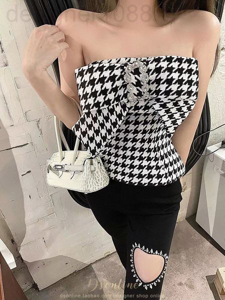 

women's tanks & camis designer 22 spring and summer new thousand bird lattice bow tie bra sense decoration temperament gwej, White