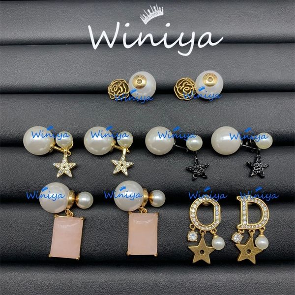 

20% off 2022 jewelry family new flowers five pointed star pearl earrings femininity trend versatile earrings, Golden