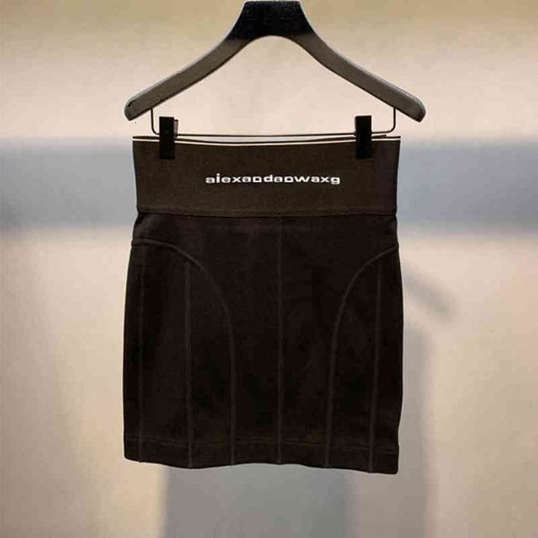 

skirts dang's wide ribbon letter skirt women's trendy style elegant super versatile knitted high waist, Black