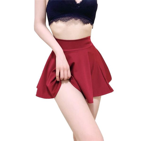 Saias Shorts Plissado mulheres dançar ioga vermelho preto mini drapejar cintura alta saia feminina sem forro