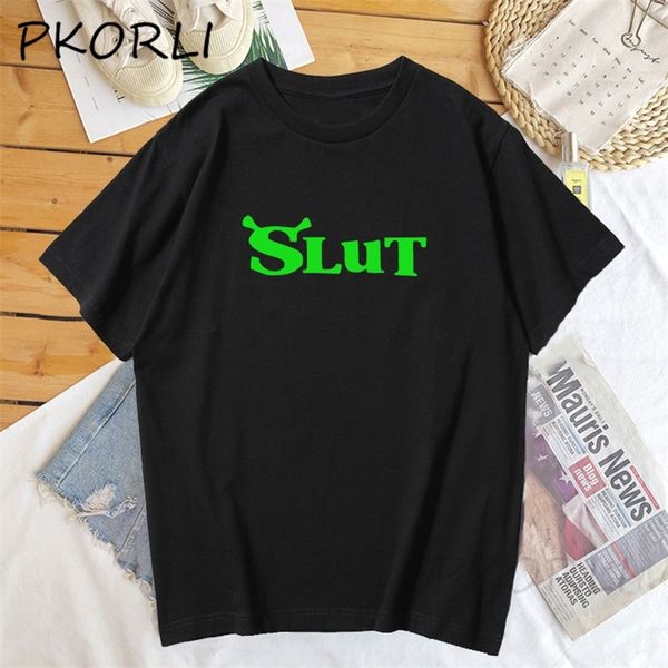 Shrek Schlampe T-shirt Lustige Frau Kurzarm T-shirts Liebhaber Baumwolle Sommer Brief Drucken T Shirt Frauen Casual Streetwear 220628