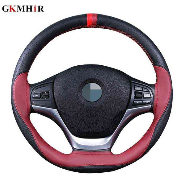 

1pc diy 38 cm anti-slip steering-wheel soft fiber leather car steering wheel cover car with needle and thread interior accessories y220422