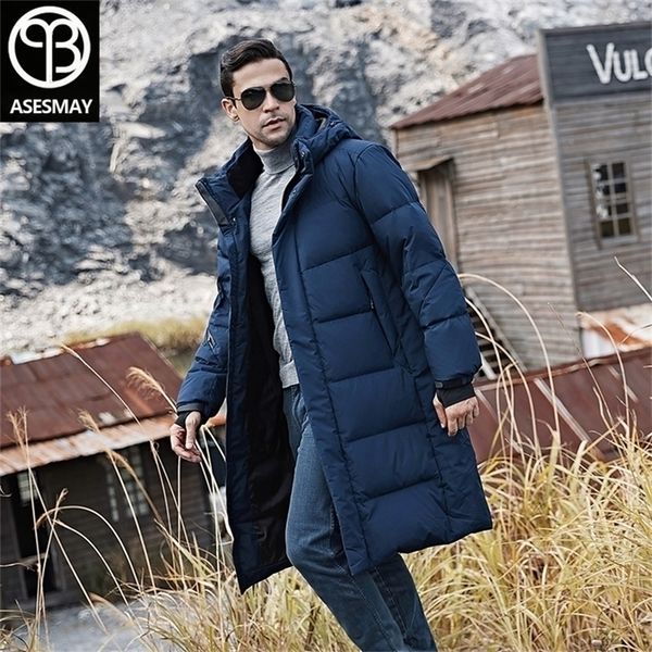 

asesmay winter men's down jacket stylish male down coat thick warm man clothing brand men's snow outerwear 201128, Black