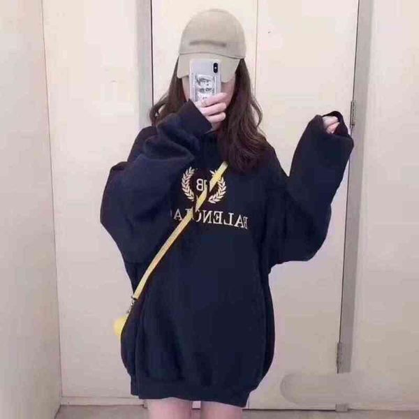 

paris baleciaga designer hoodies fashion brand aristocratic sweater b golden wheat ear hooded long sleeve men's and women's pure c, Black