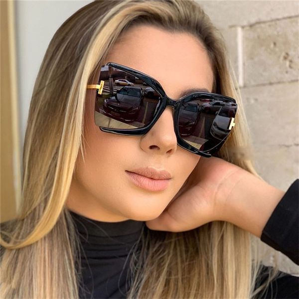 

brand designer t sunglasses 2022 new oversized square women sun glasses female big frame colorful shades fpr women oculos, White;black