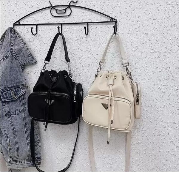 

designer-fashion bucket shoulder bag women drawstring crossbody bag female messenger bags ladies nylon handbag
