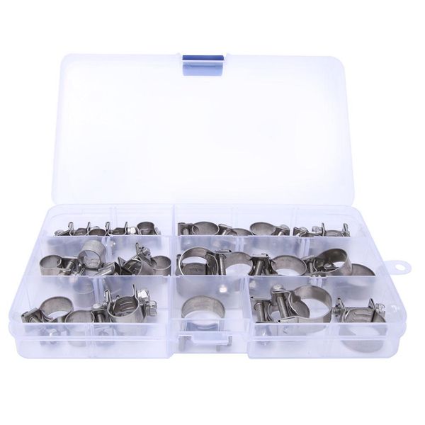 

30pcs 6mm-18mm stainless steel hose clamps clips pipe fasteners assortment kit