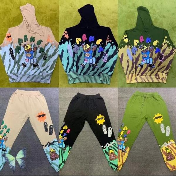 

casual suits tie dye hoodie sweatshirt set, Black