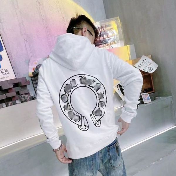 

fashion mens designer sweatshirts classic brand ch loose hoodie horseshoe sanskrit print luxury zipper jacket pullover hooded coat women sw, Black
