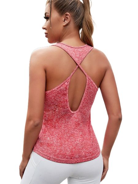 

space dye cut out back sports tank m22e#, Gray