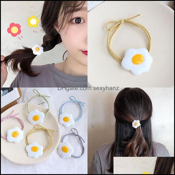 

hair rubber bands jewelry cute sweet korea yolk ponytail holder high elasticity women girls kids ties rope children fashion drop delivery, Pink