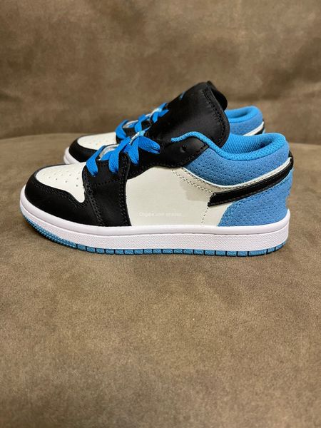 

kids 1 1s low laser blue ct1564-004 toddler boys girls enfant children basket sneakers size us 8c-3y 24-35, Black