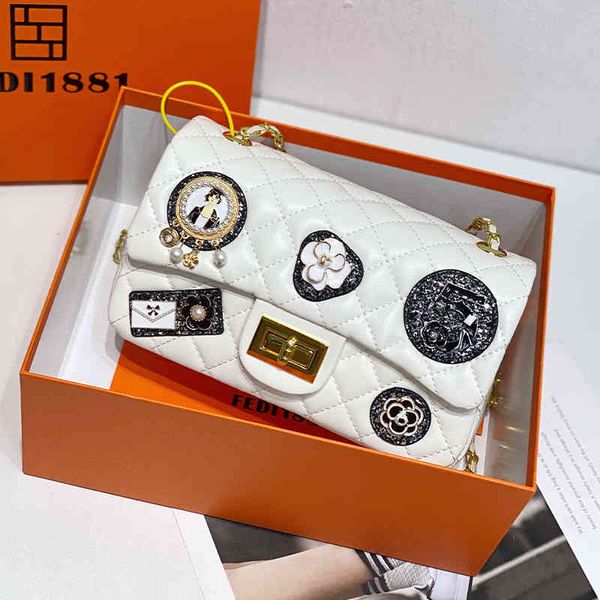 

personalized badge leather bag women's small fragrance lingge chain high sense sheep crossbody live broadcast designer bags
