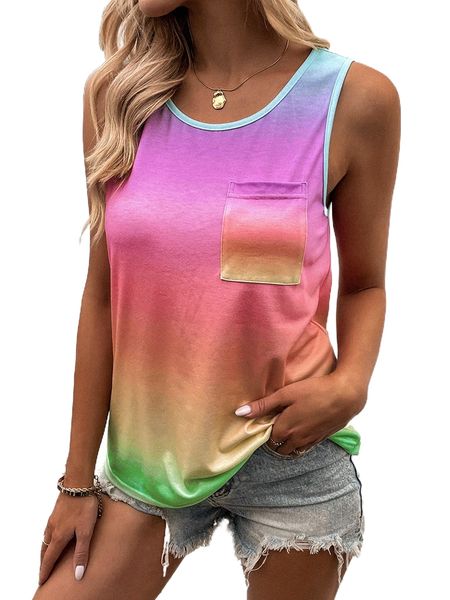 

ombre patched pocket contrast binding tank a7fg#, White