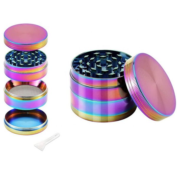 Acessórios para fumantes Rainbow Herb Grinder portátil premium liga de zinco moedor de metal mini triturador moinho de mão malha de malha de malha raspador de pólen