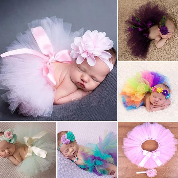 

newborn pgraphy props infant hats costume outfit princess baby tutu skirt headband prop with real p, Yellow