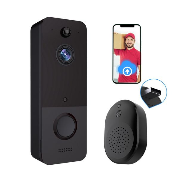 Campanello WIFI Smart Home Wireless Phone Campanello per porte Telecamera Videocitofono di sicurezza Videocitofono 720P HD Visione notturna IR per appartamenti con carillon