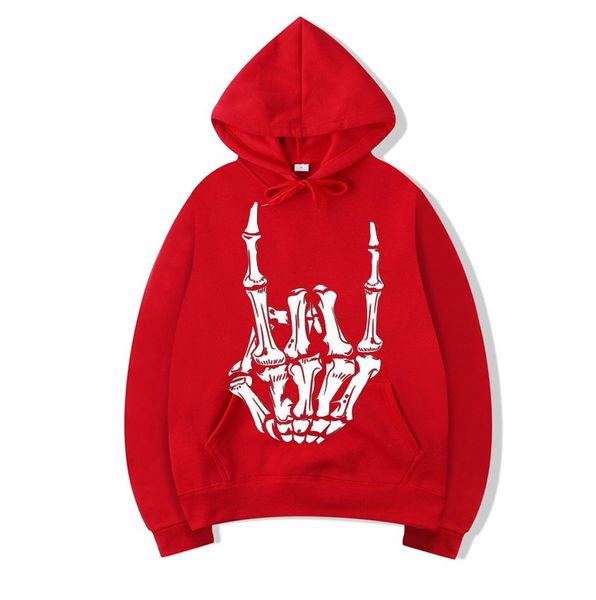 

skeleton print drawstring heat lining hoodie y9ra#, Black