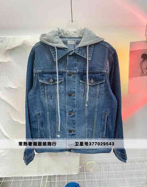 

women's knits & tees 2022 early spring celi * capsule splicing fake two hooded cowboy jacket couple wptv, White