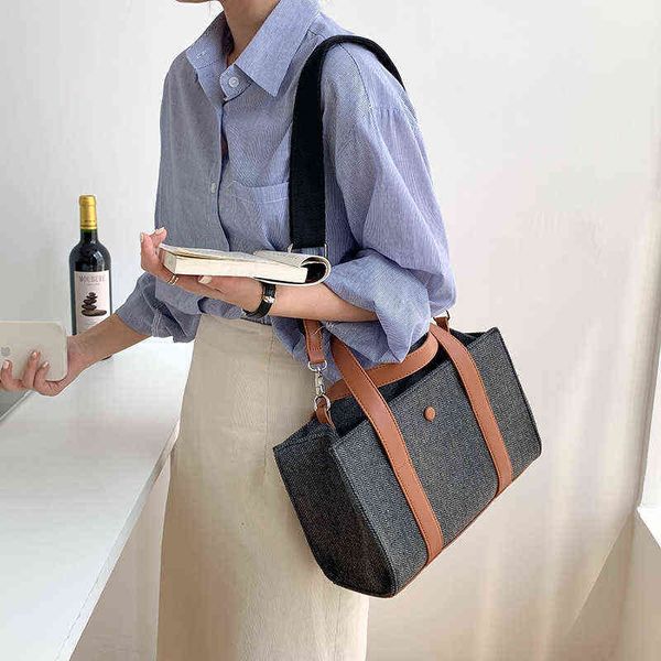 

evening bags casual canvas tote women handbag designer large shoulder crossbody bag 2022 briefcase shopper purses and handbags new 220507