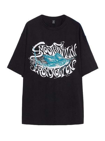 

x the bentez men fish & letter graphic tee z7ge#, White;black