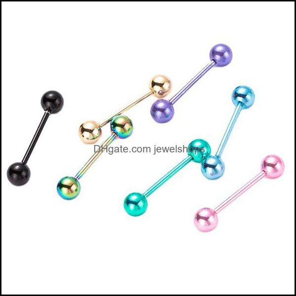 

tongue rings body jewelry barbell piercing bar stainless steel nipple bars ring labret lip jewell dhbeh, Silver