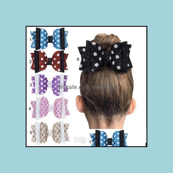 

hair clips barrettes jewelry lovely 3-layers paillette bow mermaid stars accessories fashion kids children hairband drop delivery 2021 40w, Golden;silver