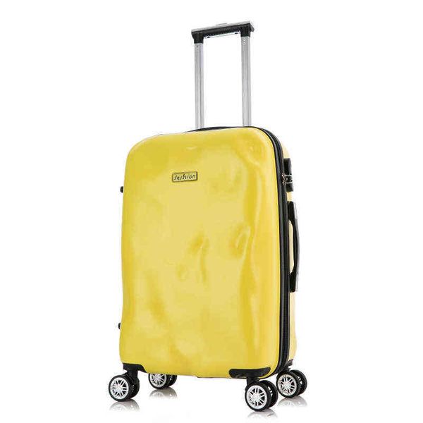 Новое в проезде Rolling Buggage Airplane Suitcassion Carry на тележке для троллейбуса Yellow J220708 J220708