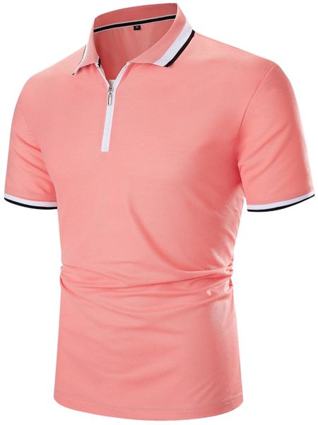 

men contrast striped trim polo shirt i7g0#, White;black