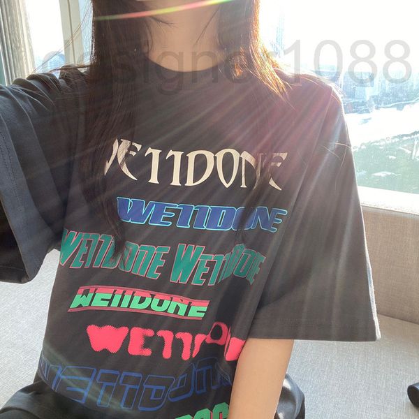

women's hoodies & sweatshirts designer correct version we11done neon bullet screen short sleeve women's loose high street t-shirt, Black