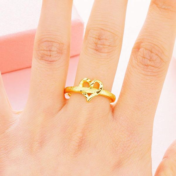 Уважаемые кольца дизайн модные украшения 24K золото для женщин Простая дикая маленькая любовь открывает кольцо и подарки для женских вечеринок