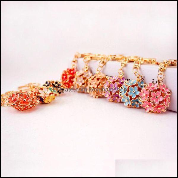 

key rings jewelry enamel alloy keychain spring flower pendant decorated gold tone lobster clasp car chains handbag t dhxvq, Slivery;golden