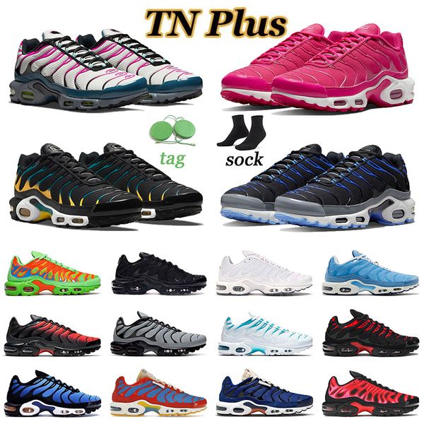 

2022 tn plus leather running shoes for men women trainers running club 3d black teal yellow university blue oreo bred terrascape reflective