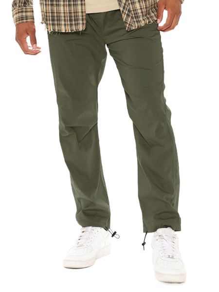 

men drawstring hem straight leg pants 780y#, Black