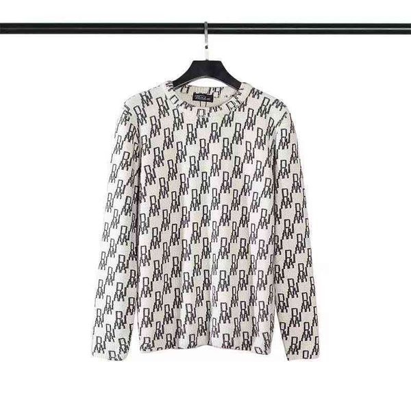 

men's sweaters autumn and winter we11 jacquard letter round neck pullover sweater for men women, White;black