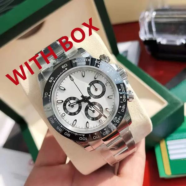 

premium men's self-winding 40mm watch with case, black ceramic bezel, white disc bracelet, foldover clasp, water resistant super lumino, Slivery;brown