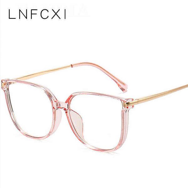 

lnfcxi retro spring hinge square tr90 metal women glasses frame clear anti blue light eyewear men optical 220526