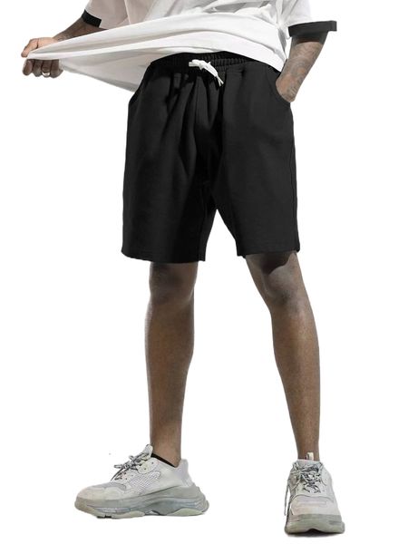 

men slant pockets drawstring waist shorts k1oi#, White;black